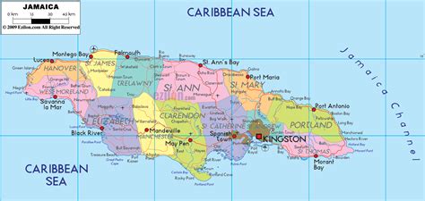 Detailed Political Map of Jamaica .